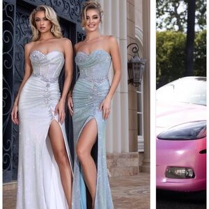 Portia and Scarlett Strapless Silver and Sage